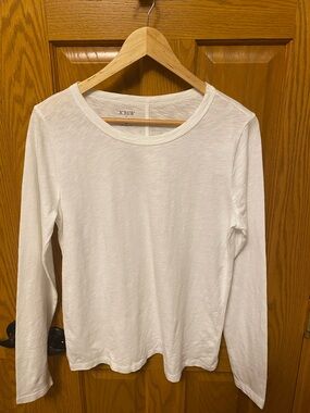 J. Crew Long Sleeve Crewneck Tee in White 100% Cotton